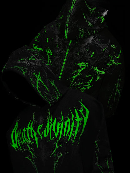 Men's Gothic Letter Print Zip Hoodie - Full-Zip with Pockets