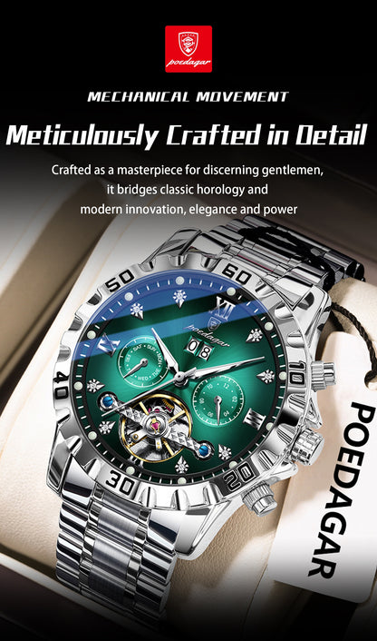 POEDAGAR Men's Luxury Business Watch - Automatic Waterproof