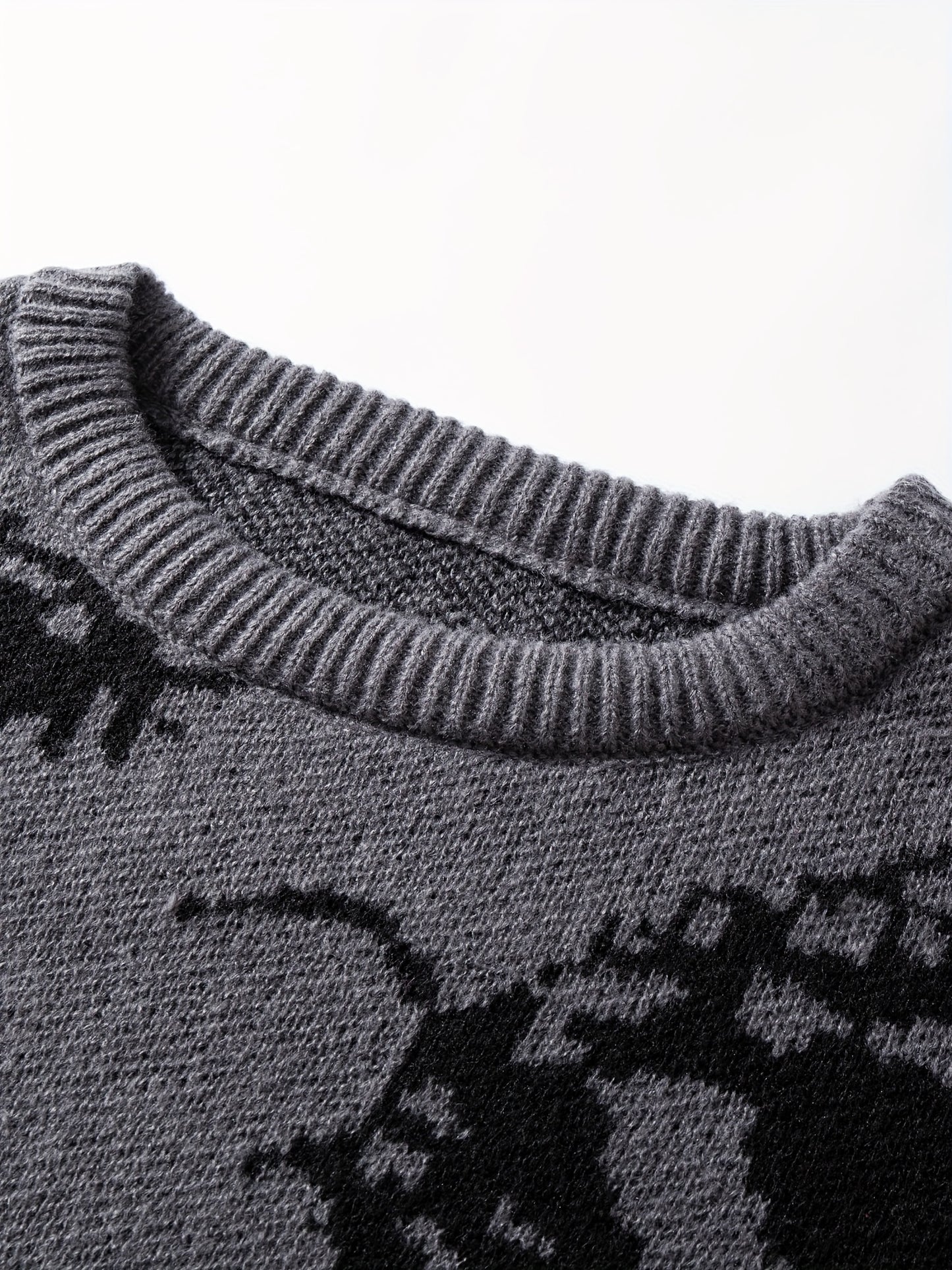 Men's Casual Streetwear Geometric Eye Pattern Knit Sweater