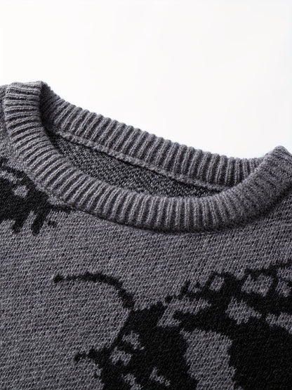 Men's Casual Streetwear Geometric Eye Pattern Knit Sweater