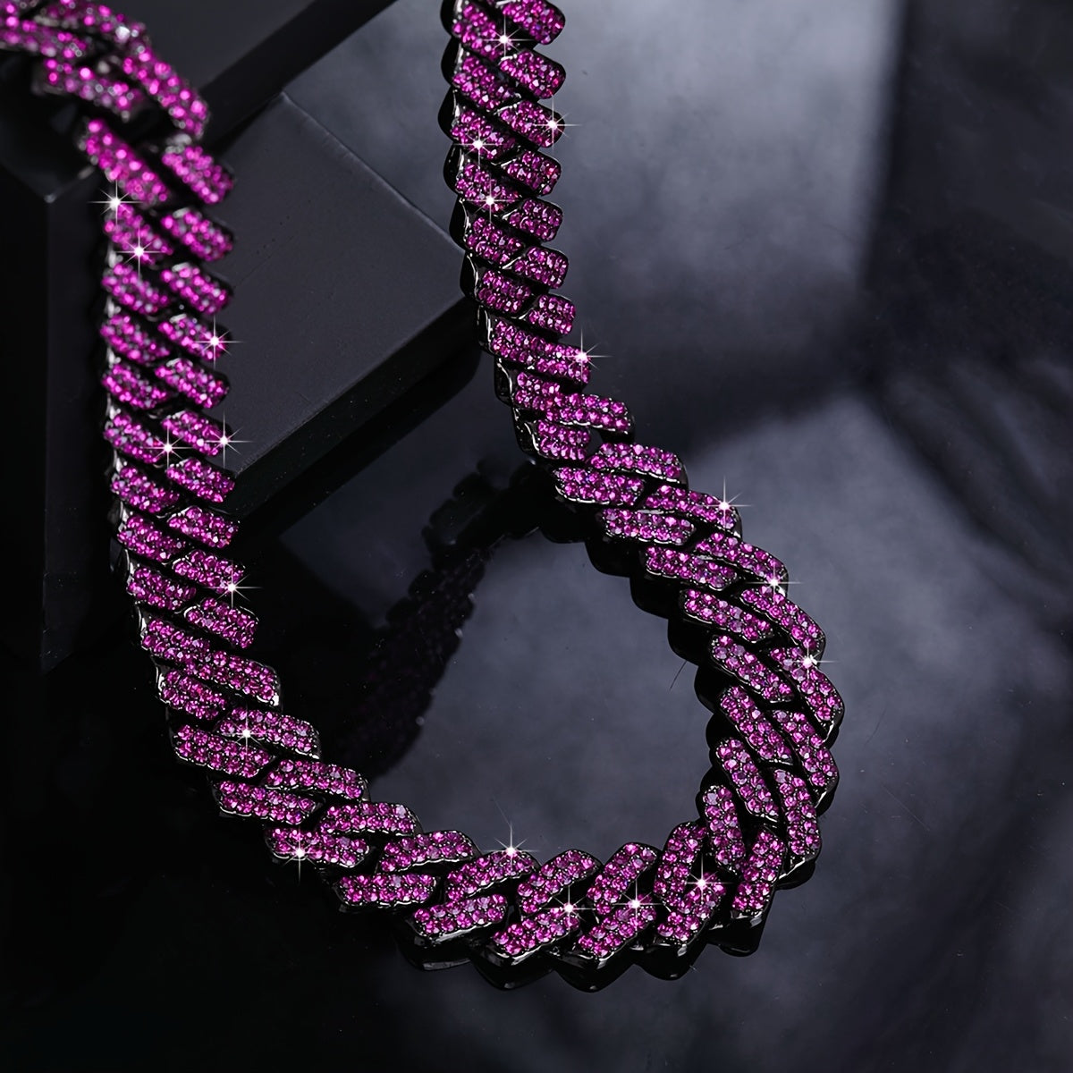 Iced Out Rhinestone Cuban Chain - Men's Hip Hop Necklace/Bracelet