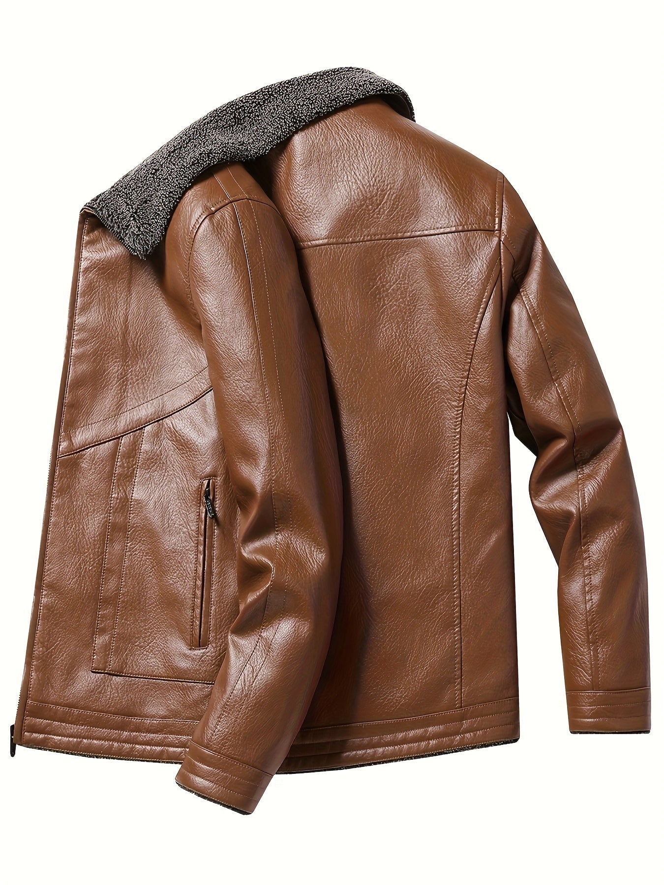 Men's Winter Thickened Bomber Jacket - Windproof Lapel PU