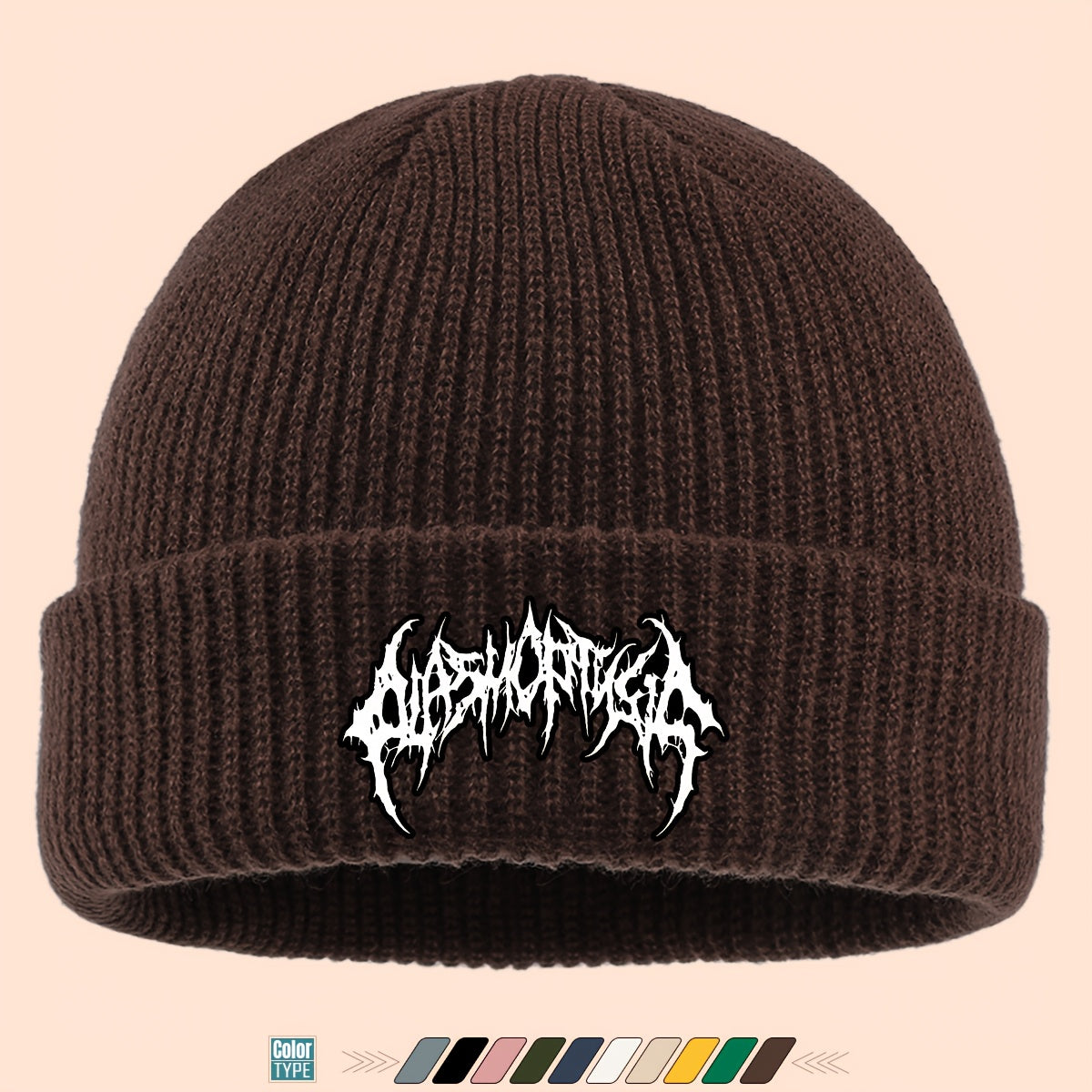 Gothic Beanie Hat - White Bone Spikes