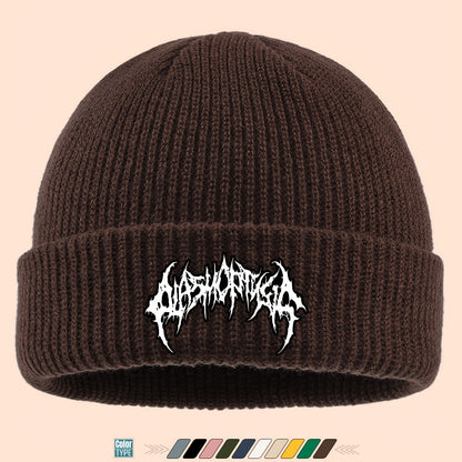 Gothic Beanie Hat - White Bone Spikes