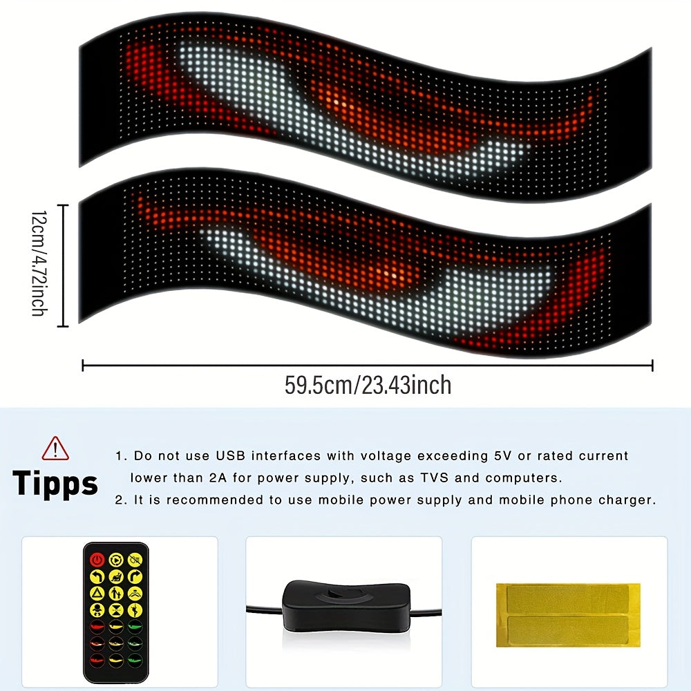 LiHangStar 2pcs Programmable LED Sign 59.5x12cm - USB App-Controlled