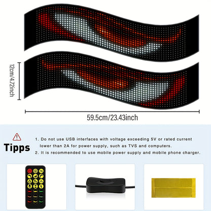 LiHangStar 2pcs Programmable LED Sign 59.5x12cm - USB App-Controlled