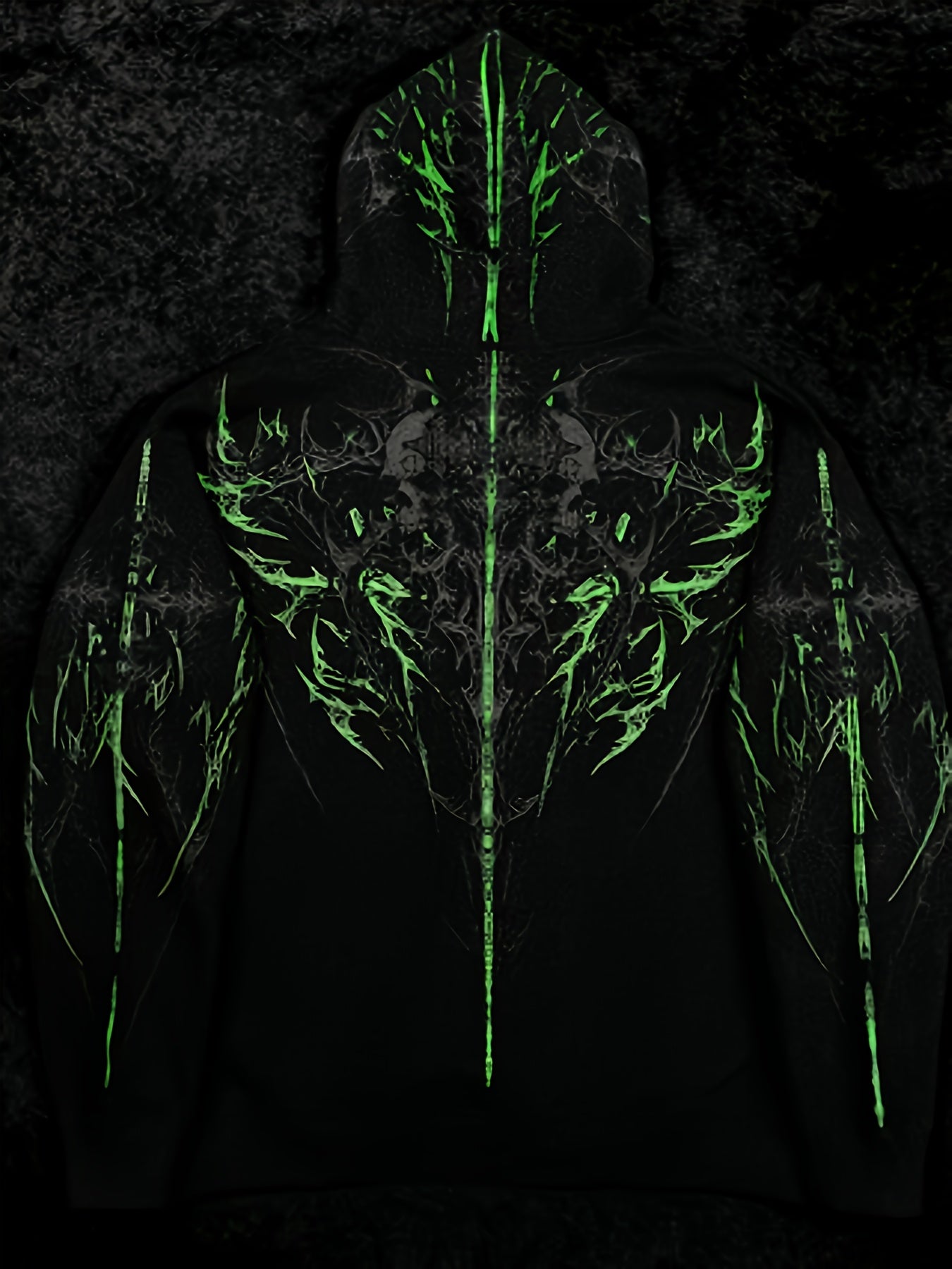 Men's Gothic Hoodie - Loose Fit Full-Zip with Pockets