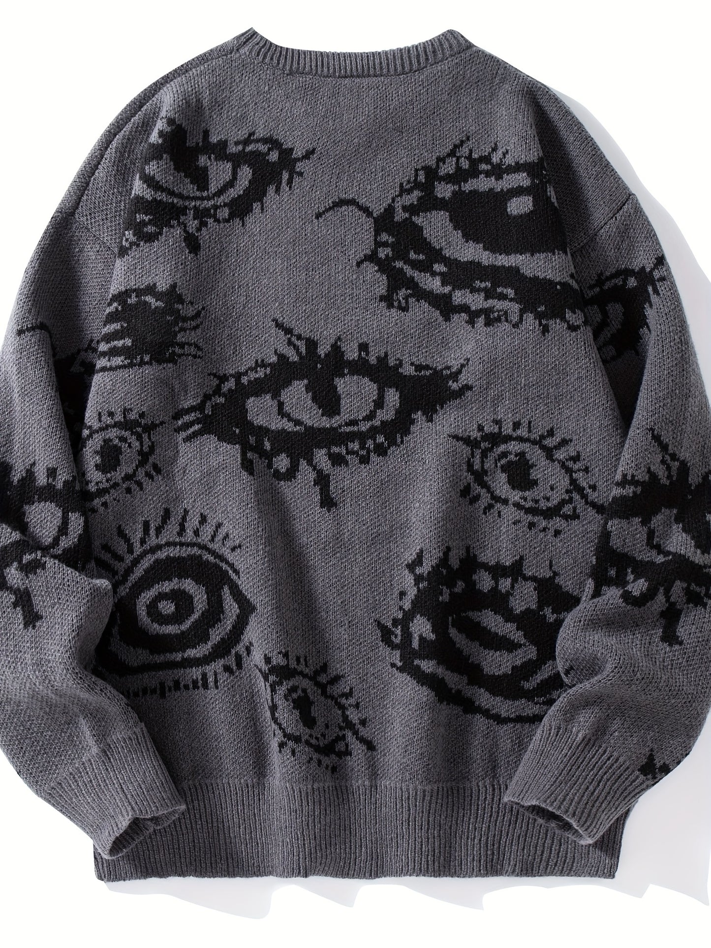 Men's Casual Streetwear Geometric Eye Pattern Knit Sweater