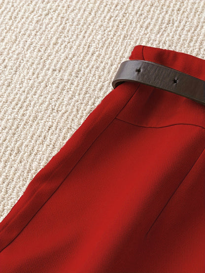 Women's Fashion Solid Color Shorts - Faux Pocket with Belt