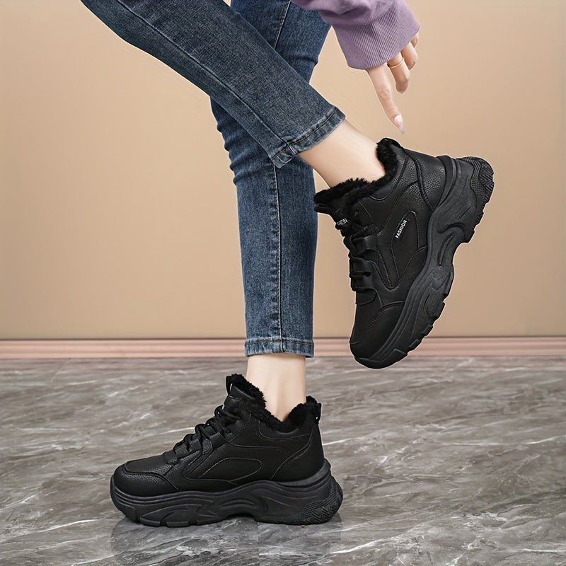 Women's Winter Warm Plush-Lined Mid-Top Sneakers