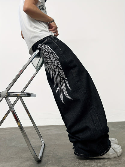 Unisex Y2K American Streetwear Printed Pants - Black Loose-Fit