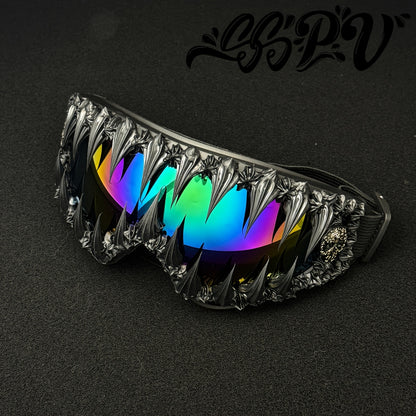 1pc SSPV Gothic Spiked Cosplay Glasses - Streetwear Novelty Eyewear with Spike Frame, Handmade Unique for halloween, Carnival, Costume Parties (Non-Prescription Glasses)