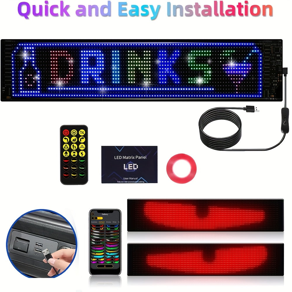 LiHangStar 2pcs Programmable LED Sign 59.5x12cm - USB App-Controlled