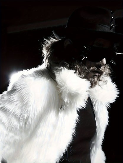 NØRVA Men's Long Faux Fur Trench Coat