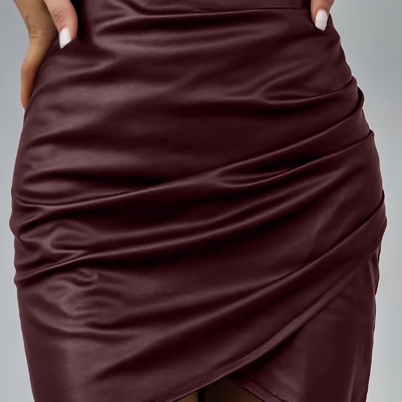 Women's Elegant PU Leather Skirt - Solid Color Half Skirt