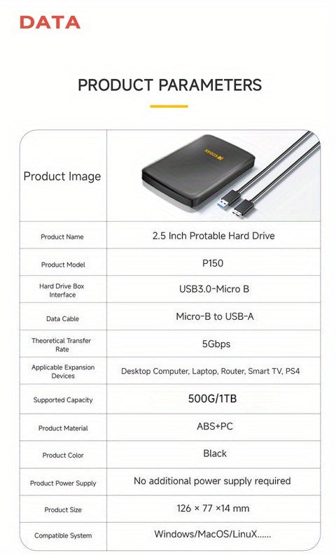 KODAK 500GB/1TB Portable External Hard Drive