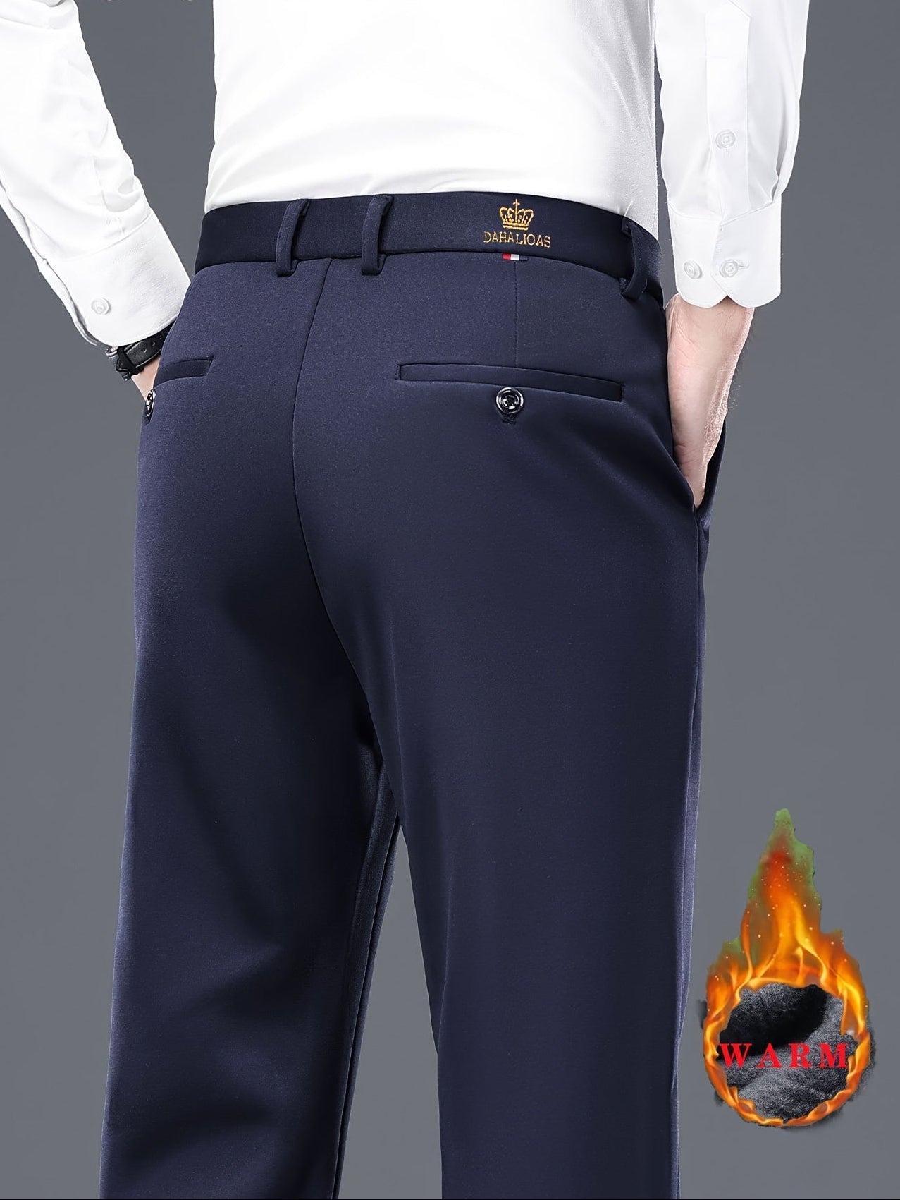 Men's Thickened Winter Dress Pants - Light Business Formal