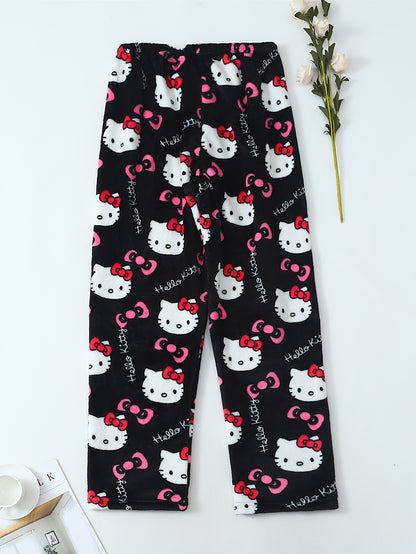 Hello Kitty Women's Flannel Sleep Pants - Thick Warm Winter