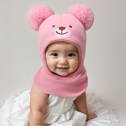 Baby Bear Ear Mask & Beanie - 0-8 Years Winter Hat