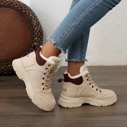 Women's Insulated Winter Lightweight Boots - Plush Collar Thick Sole White