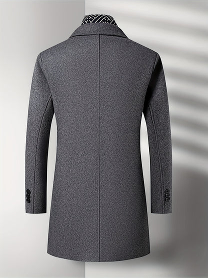 Men's Autumn Winter Thickened Tweed Jacket - Detachable Scarf