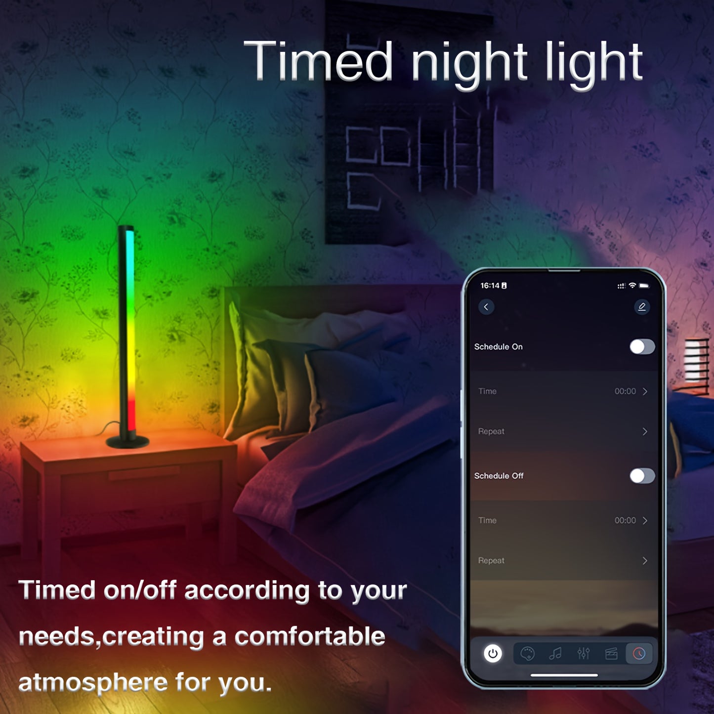 NBBUFF RGB LED Desk Lamps 2pcs - Music Sync & App Control