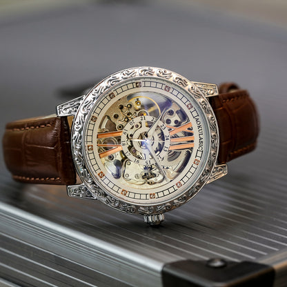 AOKULASIC Men's Luxury Tourbillon Skeleton Automatic Watch