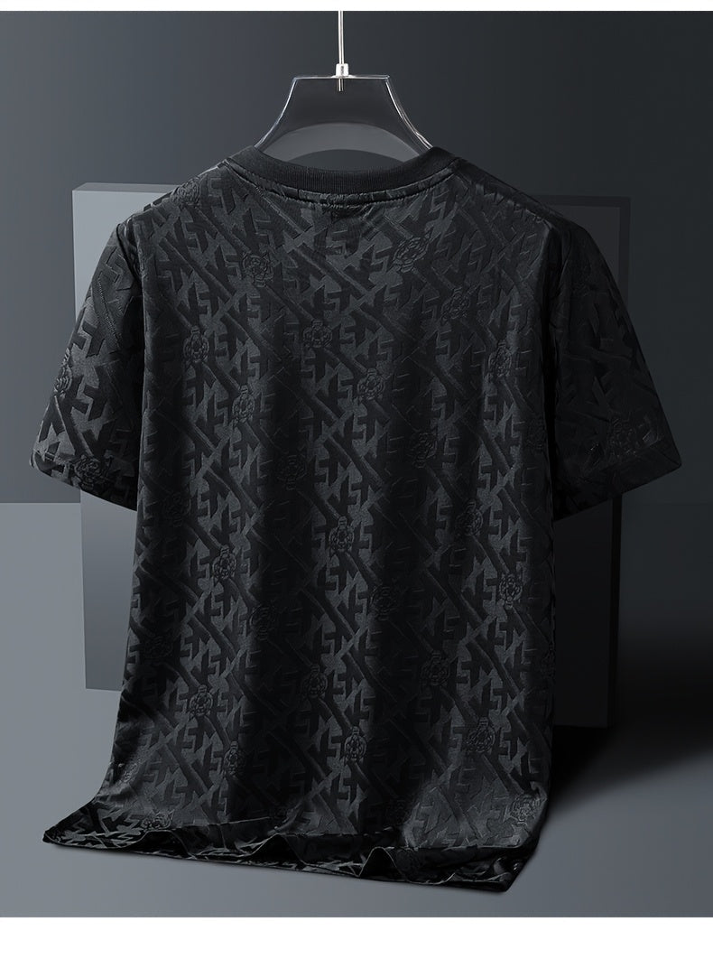 Men's Jacquard Summer Shirt - Ice Feel Round Neck