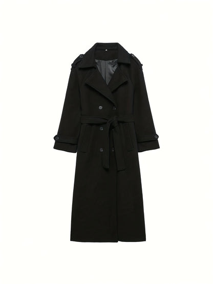 Women's Elegant Double-Breasted Windbreaker - Belted Trench Coat