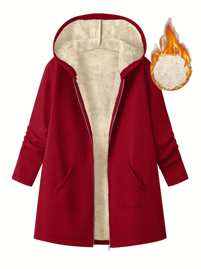 Plus Size Women's Winter Hooded Jacket - Ultra-Warm Plush Coat