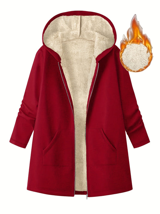Plus Size Women's Winter Hooded Jacket - Ultra-Warm Plush Coat