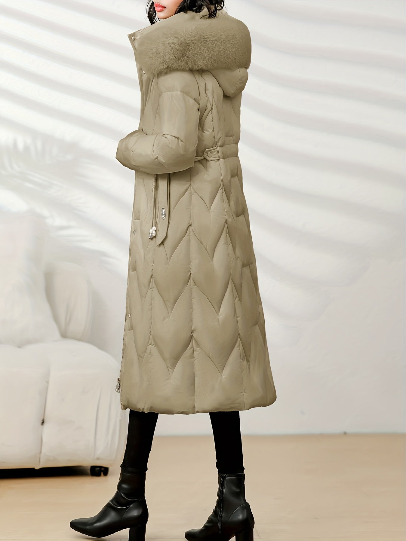 Damenmantel in Übergröße, knielang, neue Wintermode, schmal geschnitten, mit Kapuze und dickem Futter, Winterjacke für Damen in Übergröße, leichte Wintermäntel für Damen mit Taschen, Jacke für Damen in Übergröße