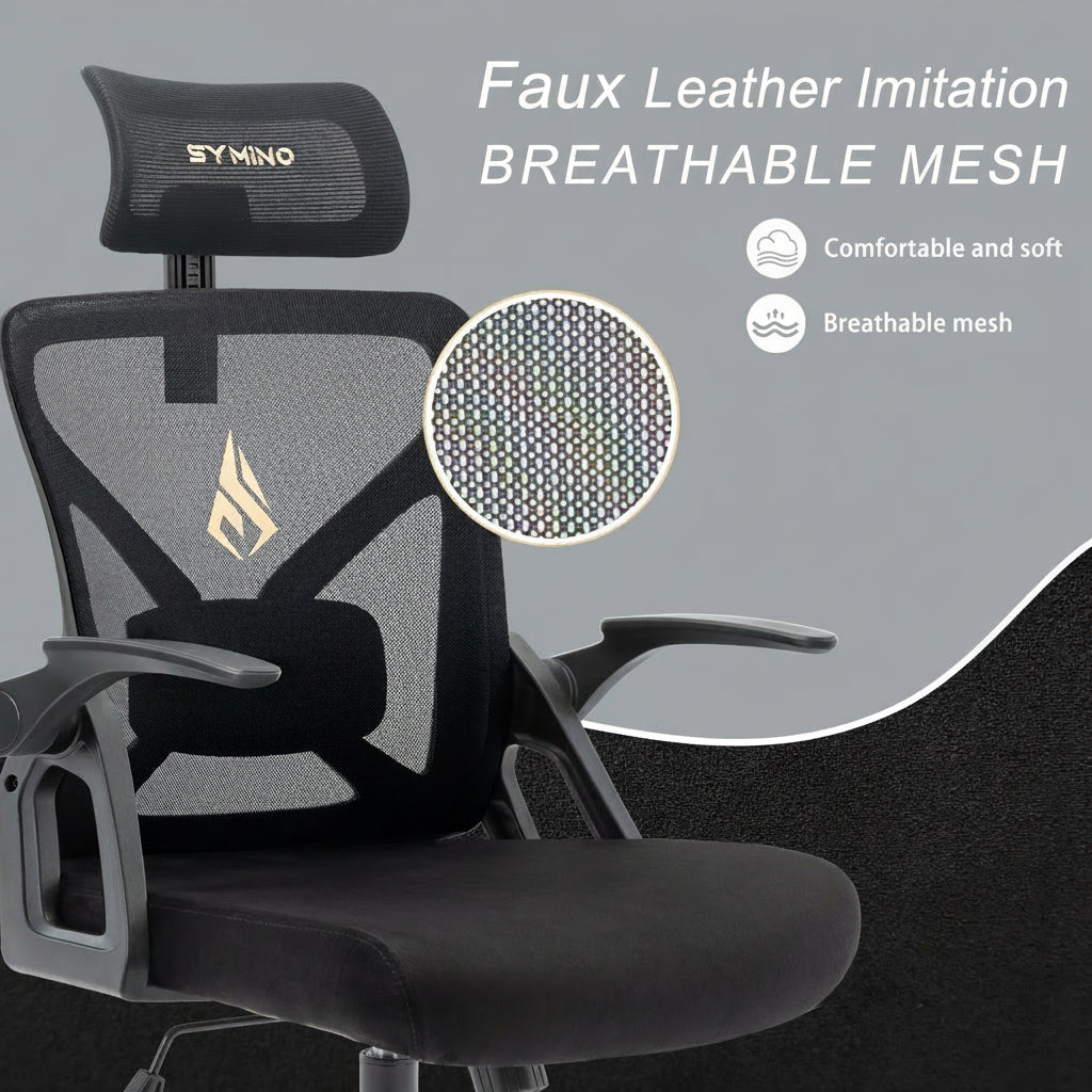 Symino Ergonomic Office Chair - Adjustable Headrest & Lumbar Support