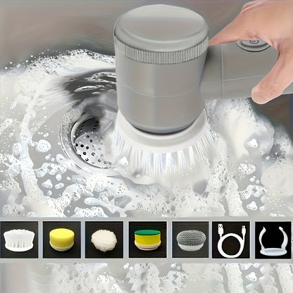 Electric Rotating Cleaning Brush – Cordless with 5 Replaceable Heads