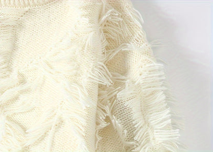 Men's Casual Fringed Pullover Sweater - High Stretch Knit