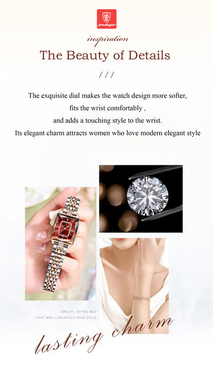 POEDAGAR Women's Luxury Watch - Waterproof Calendar Quartz Steel