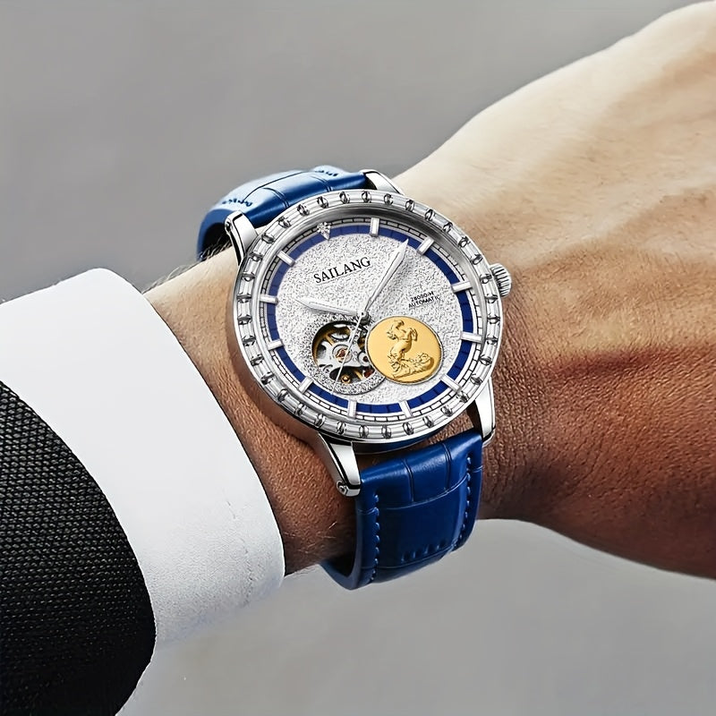 VerdeMontre Men's Luxury Automatic Mechanical Watch - Skeleton Dial World Time