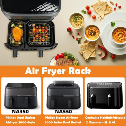 2pcs Stainless Steel Air Fryer Grill Racks - Philips NA350 NA550
