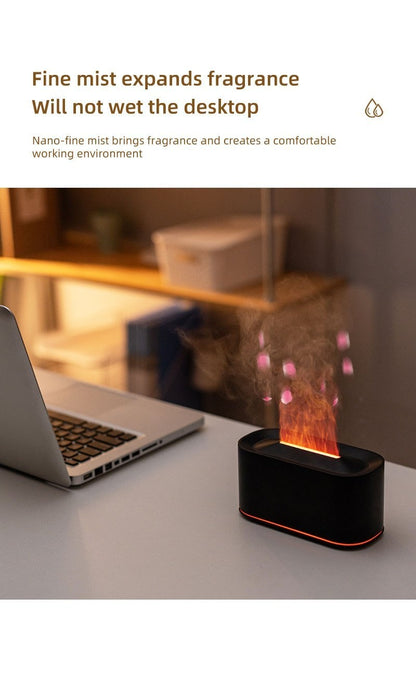 USB Flame Aroma Diffuser - Essential Oil Humidifier with Nightlight