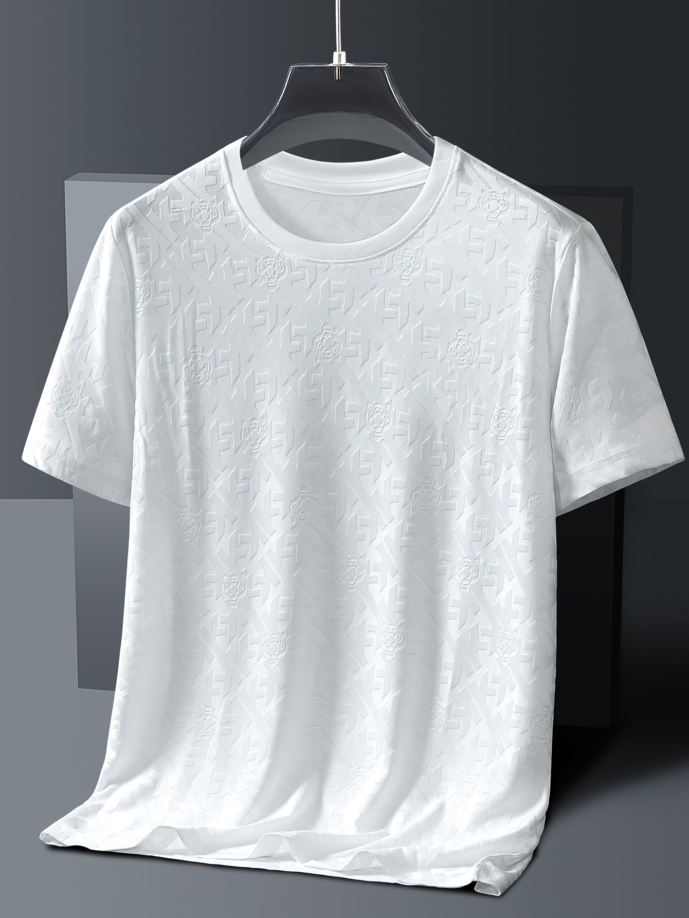 Men's Jacquard Summer Shirt - Ice Feel Round Neck