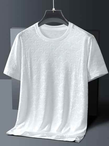 Men's Jacquard Summer Shirt - Ice Feel Round Neck