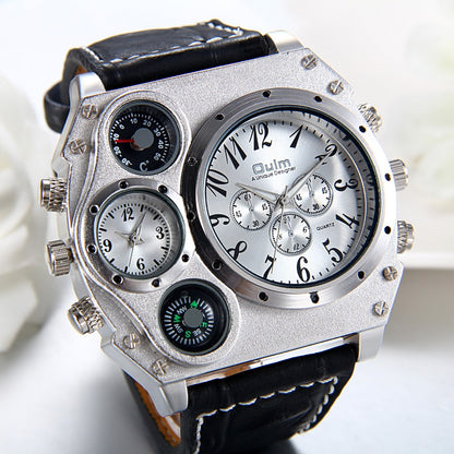 JewelryWe Men's Punk Gothic Quartz Watch - Dual Time Zone