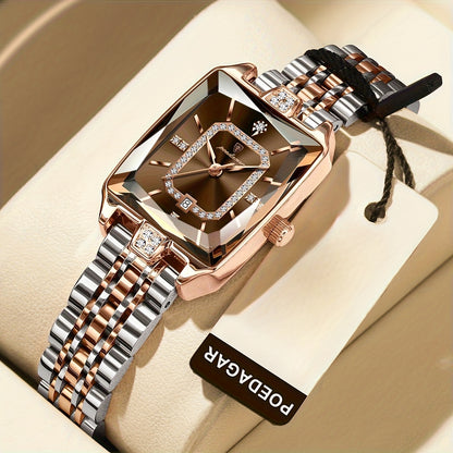 POEDAGAR Women's Luxury Watch - Waterproof Calendar Quartz Steel