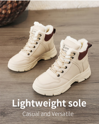 Women's Insulated Winter Lightweight Boots - Plush Collar Thick Sole White