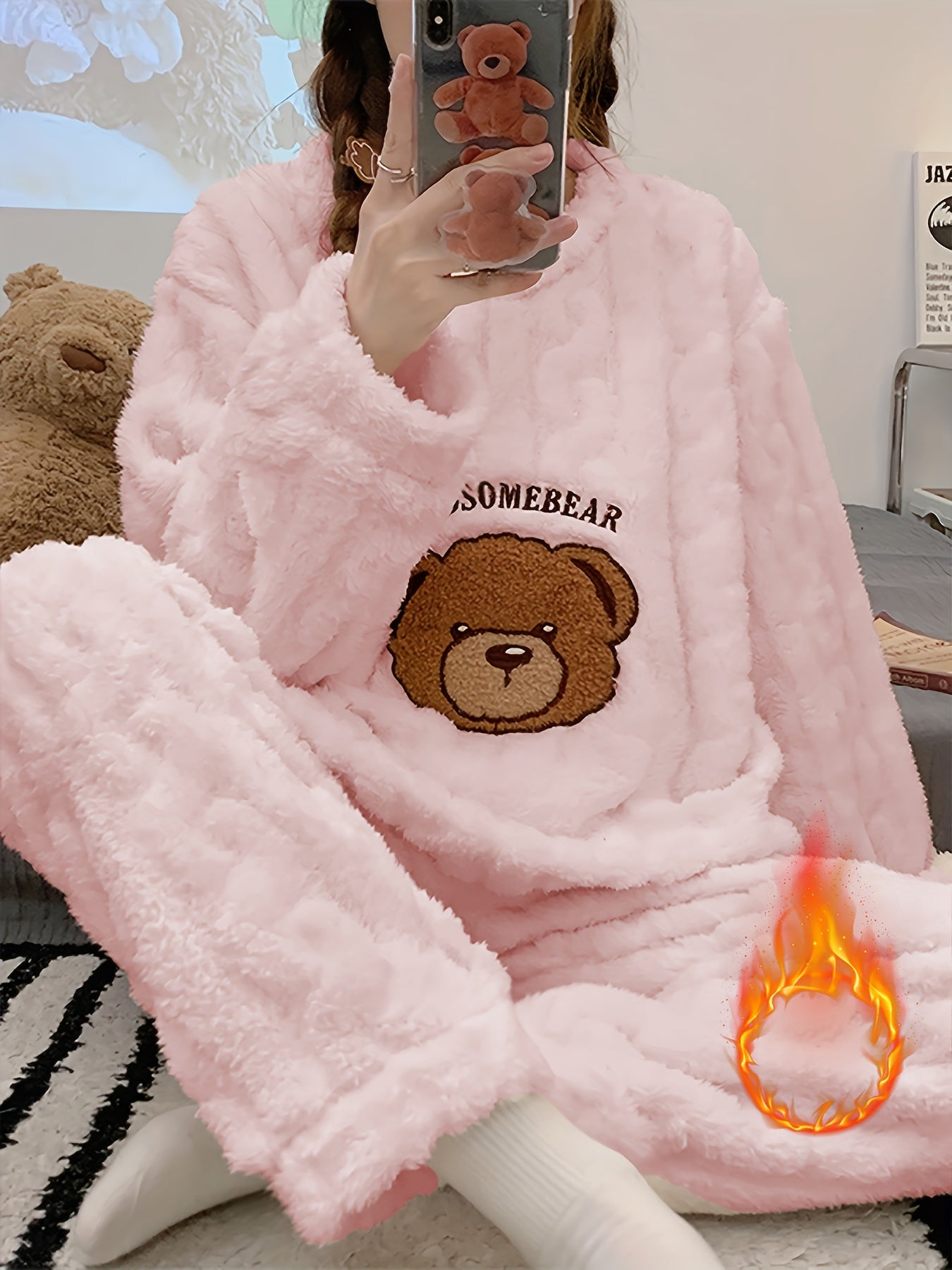 Thick Warm Pajama Set - Jacquard Bear Flannel