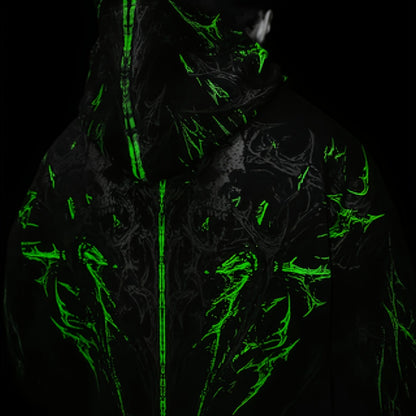 Men's Gothic Hoodie - Loose Fit Full-Zip with Pockets