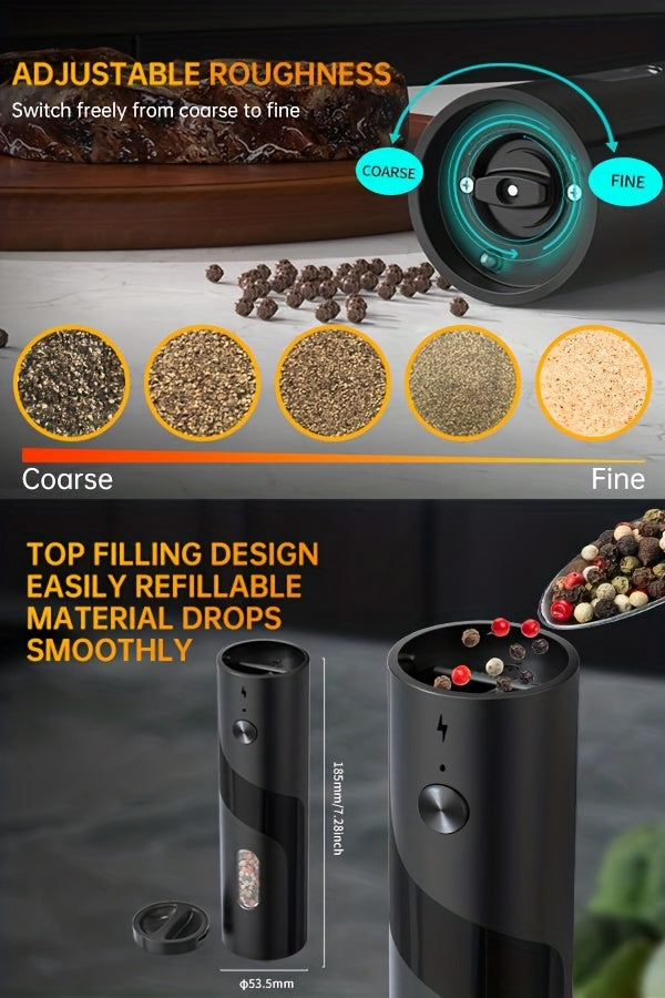 Electric Salt & Pepper Grinder - Rechargeable USB LED
