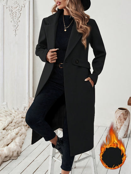 Women's Suit Collar Two-Tone Belted Long Coat - Elegant H-Line