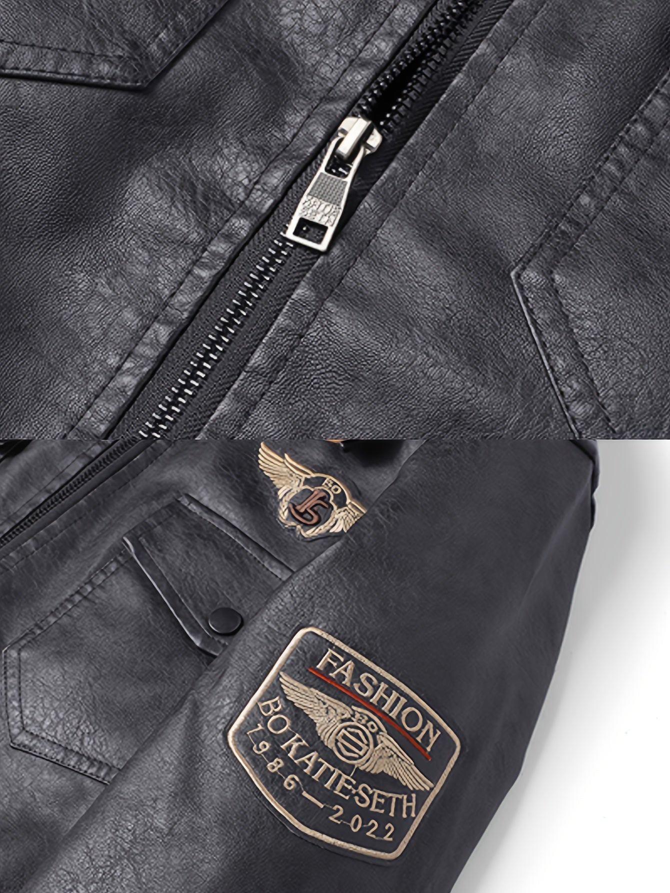 Men's Slim-Fit Fleece-Lined Biker Jacket