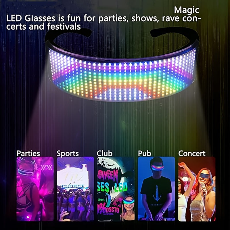Full-Color LED Glasses - App Control Programmable for Raves & Parties